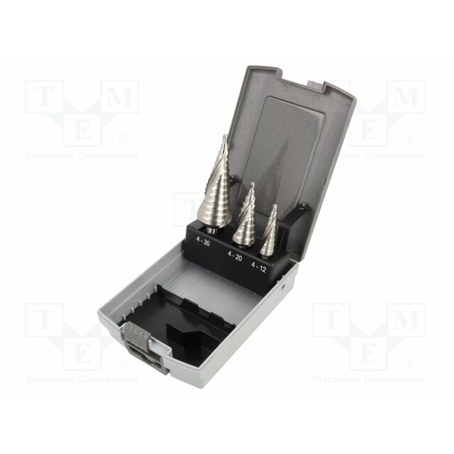 Drill bit-kit; for metal,step,conical