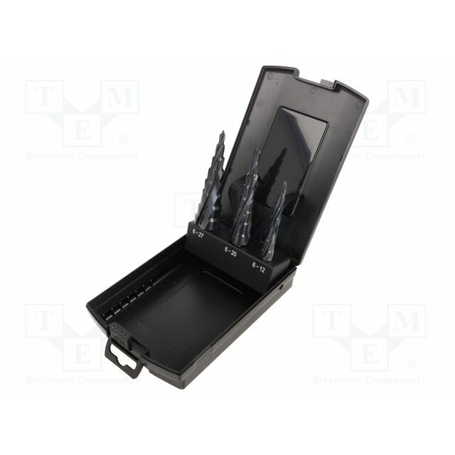 Drill bit-kit; for metal,step,conical
