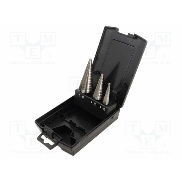 Drill bit-kit; for metal,step,conical