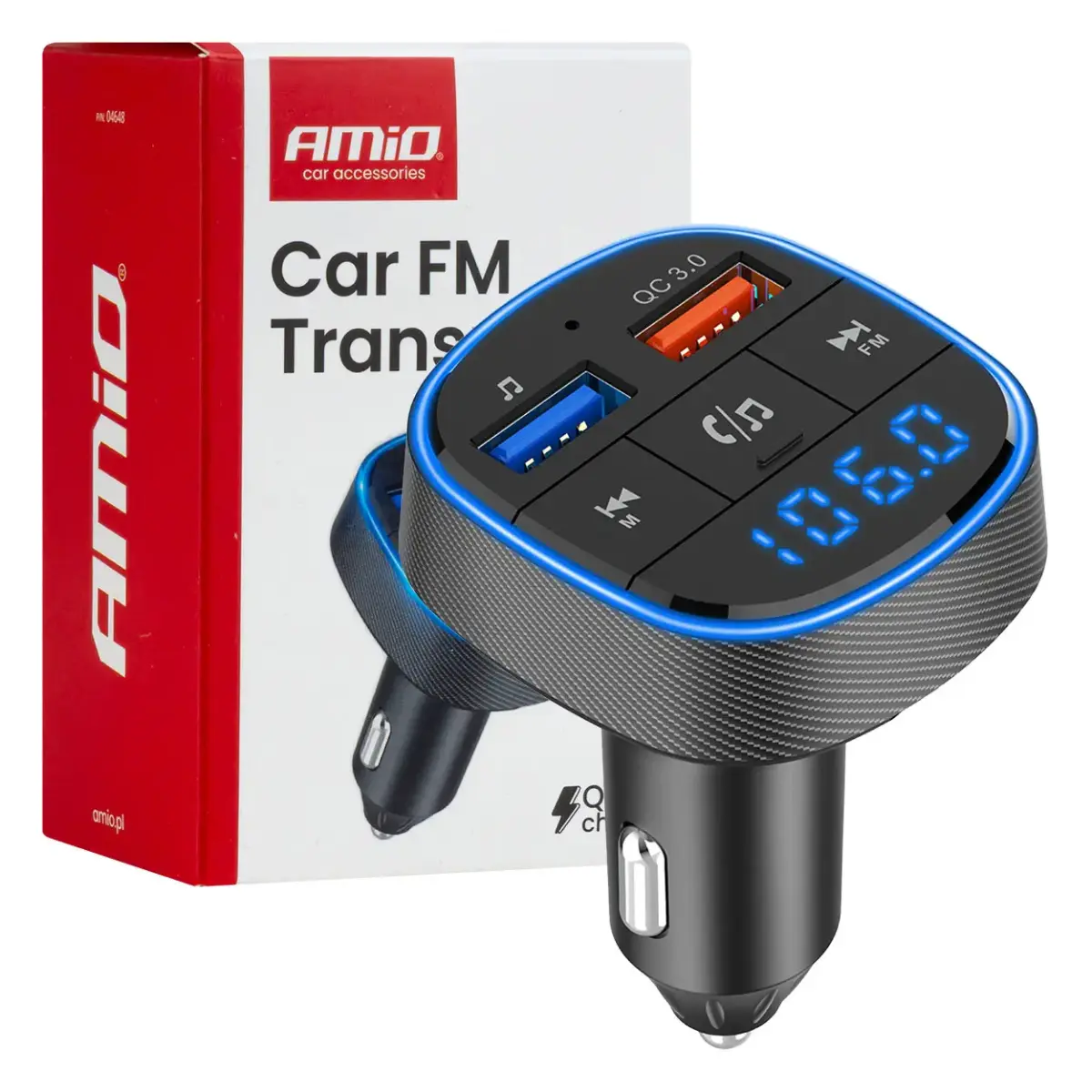 Car FM Transmitter 2×USB-A 12V 24V