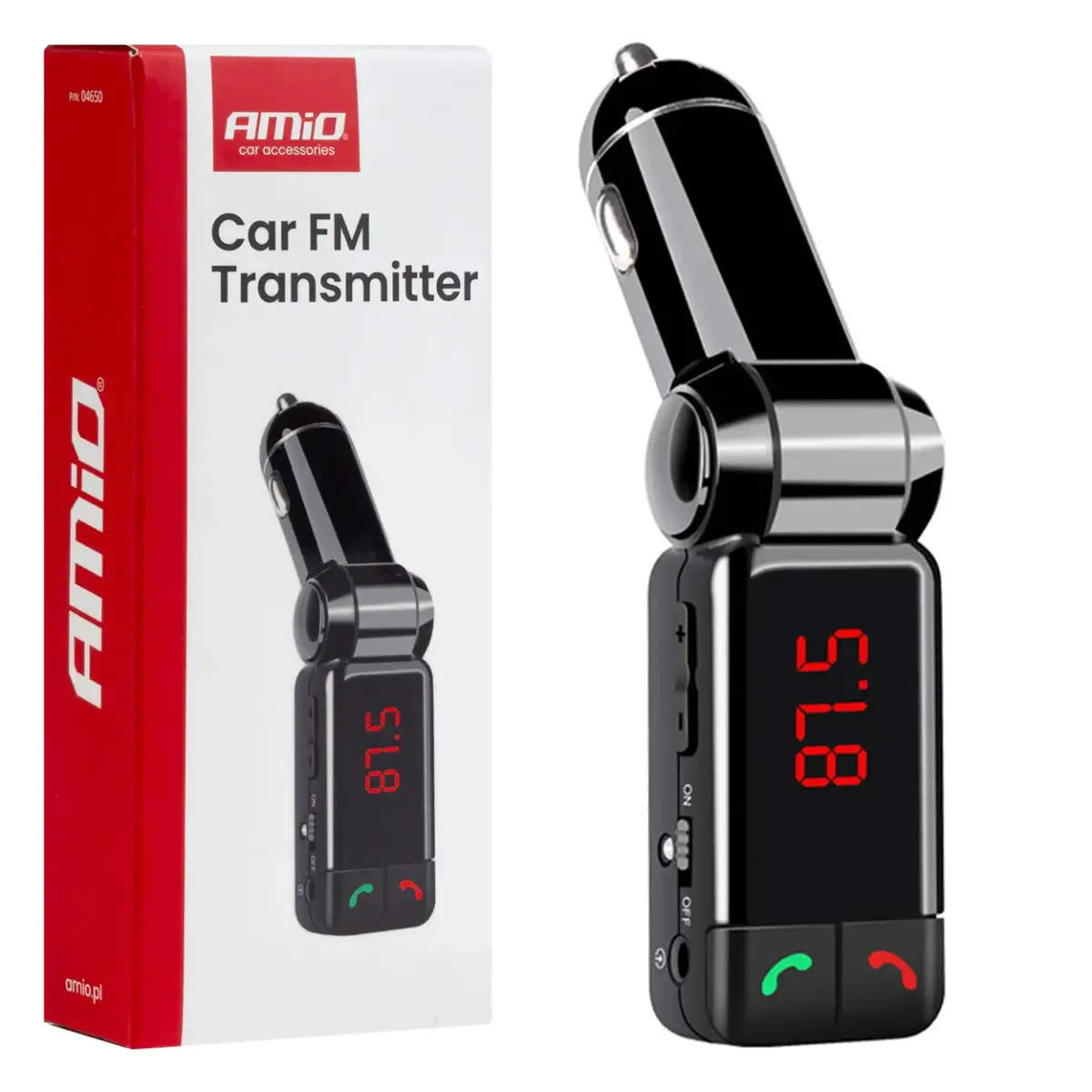 Car FM Transmitter 2×USB-A 12V 24V