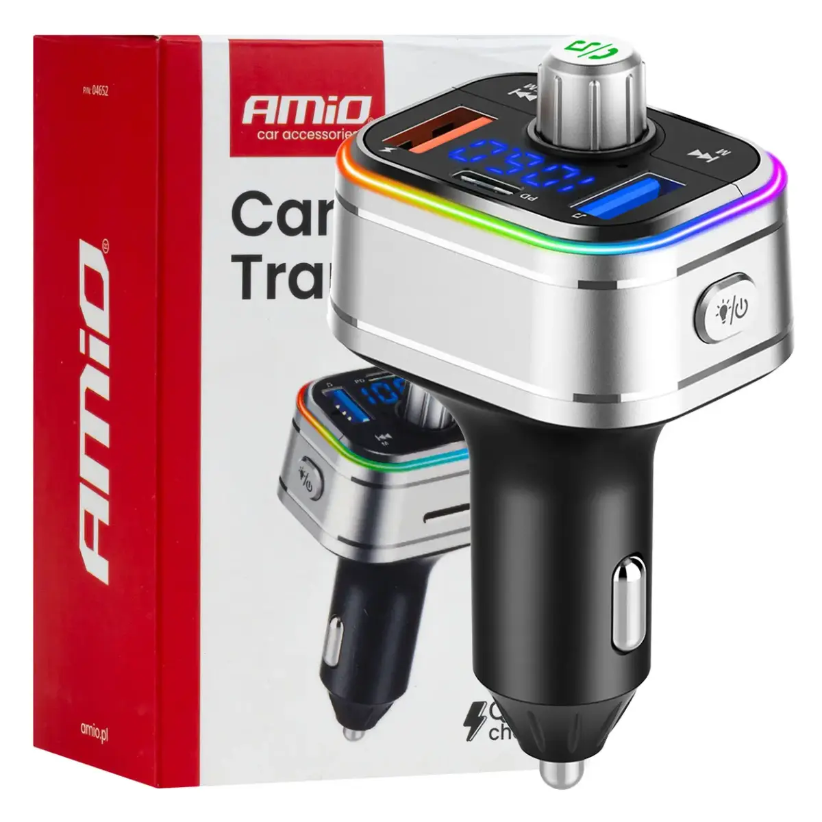 Car FM Transmitter 1×USB-C microSD 12V