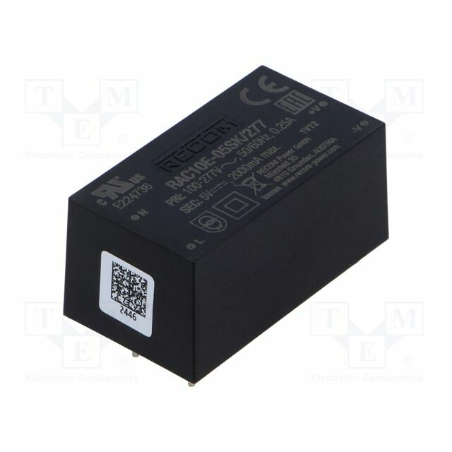 RECOM Converter: AC/DC; 10W; Uin: 85÷305VAC