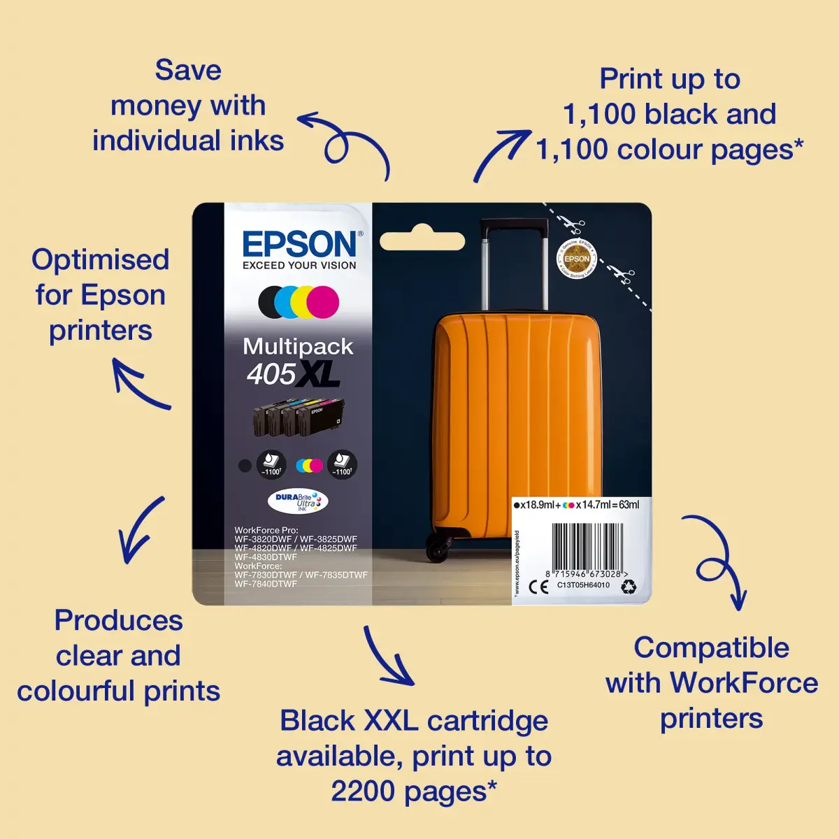 Epson Singlepack Yellow 405 DURABrite Ultra