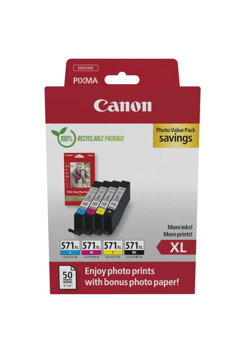 Tintes komplekts Canon CLI-571XL BK/C/M/Y Photo