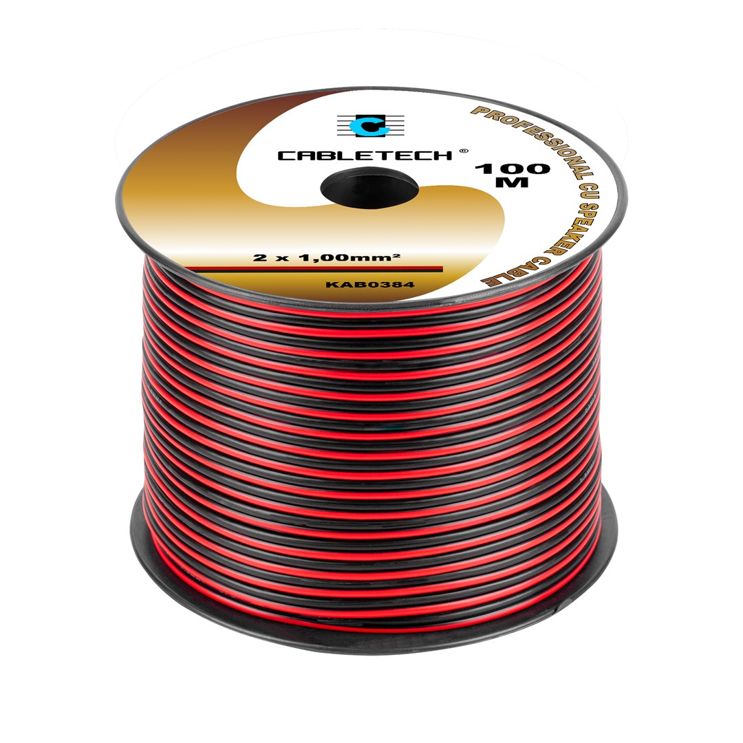 CABLETECH Kabel głośnikowy 1,0mm czarno-czerwony