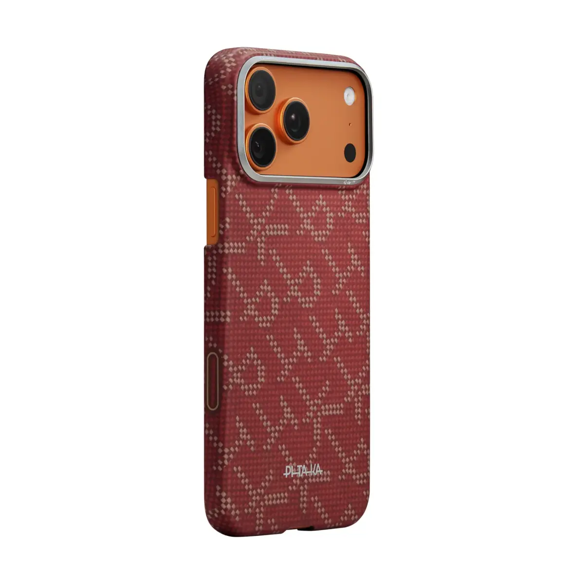 Pitaka Ultra-Slim Case, Monogram-Gold/Red - iPhone