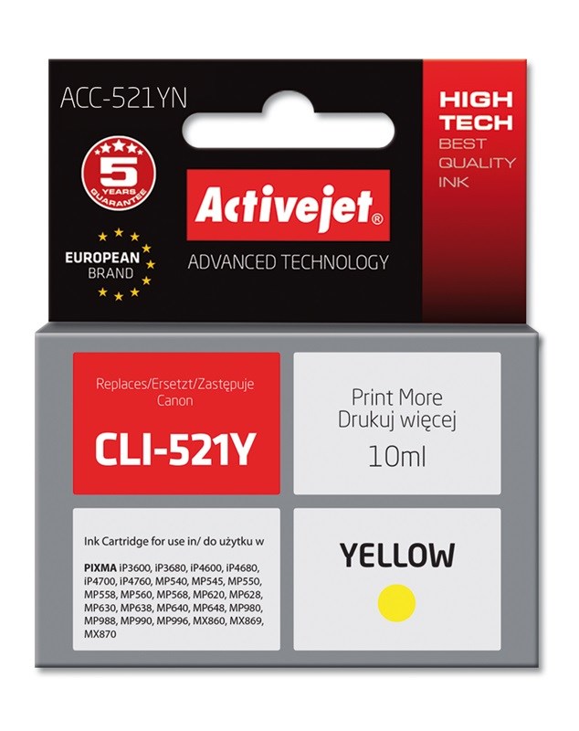 Activejet ACC-521YN Ink (replacement for Canon
