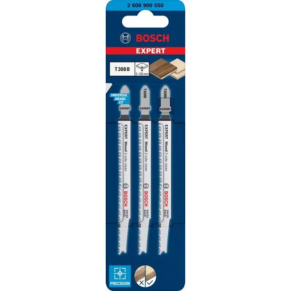 BOSCH 3 figūrzāģa asmeņi T308B Wood