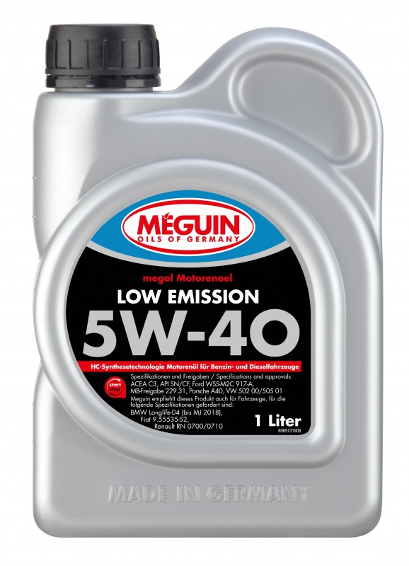 Meguin 5W-40 zemas emisijas motoreļļa, 1L