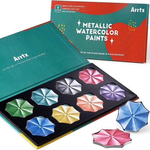 8 Colors Metallic Watercolor Solid Paints