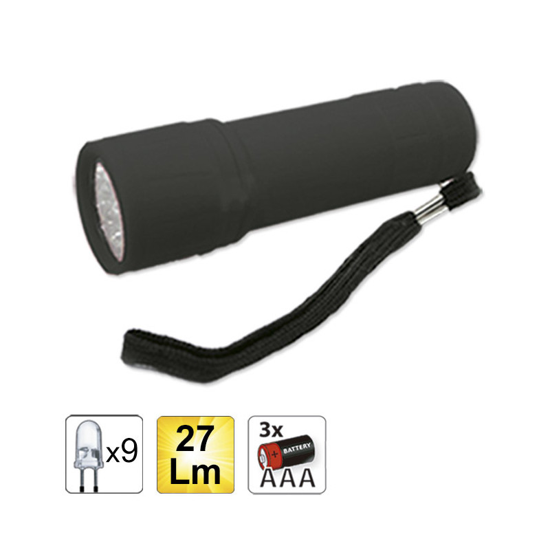 9 LED kabatas lukturis melns, JBM
