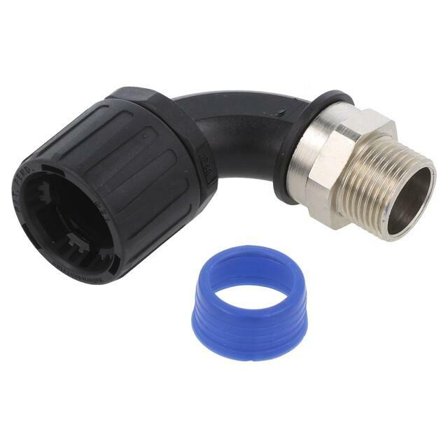 HELLERMANNTYTON 90° angled connector; nickel-plated brass