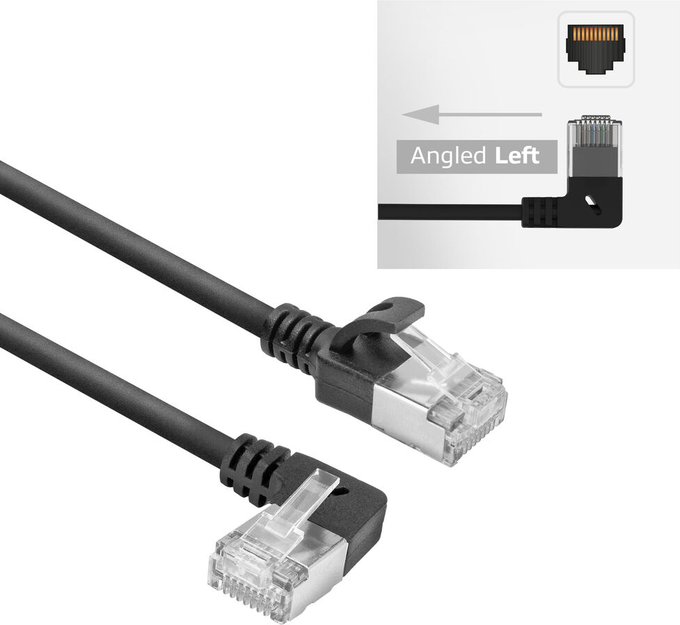 ACT CAT6A U/FTP SLM L-ANG BK