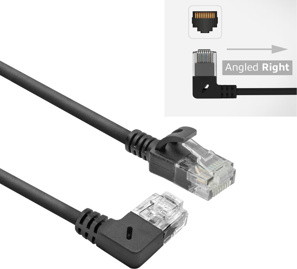 ACT CAT6A U/UTP SLIM R-ANG BK