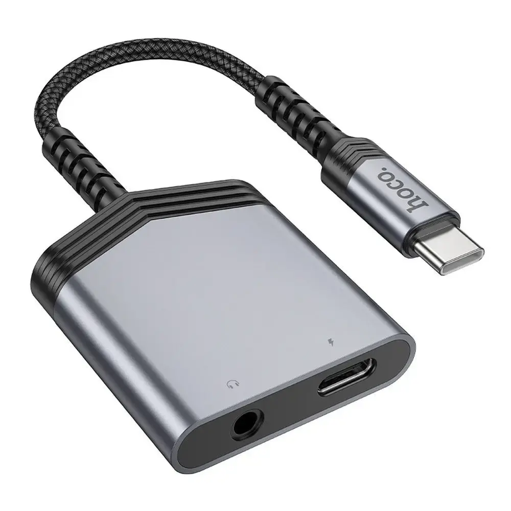 HOCO. Adapter AUX 2w1 USB C