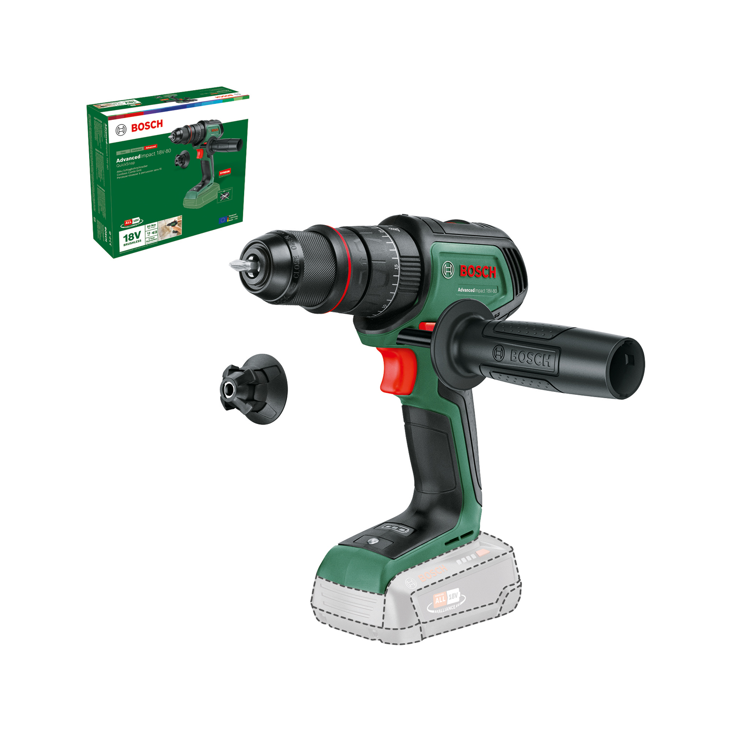 BOSCH AdvancedImpact18V-80,solo Akum.skrūvgr.Quicksnap