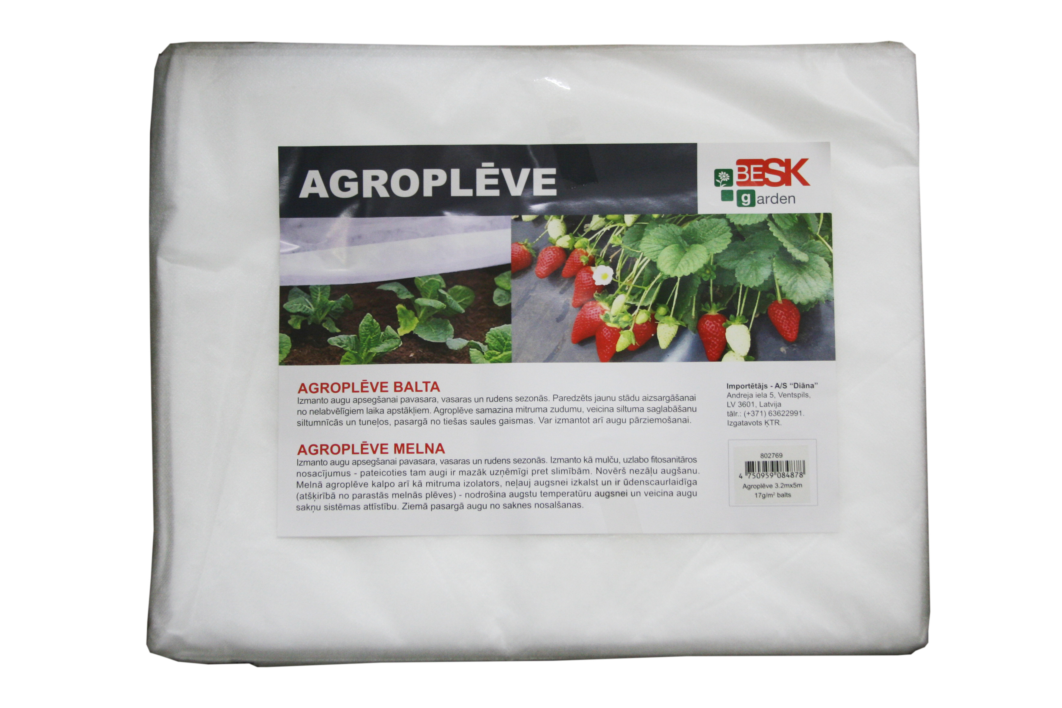 Besk Agroplēve 1.6mx5m 50g/m2 balts