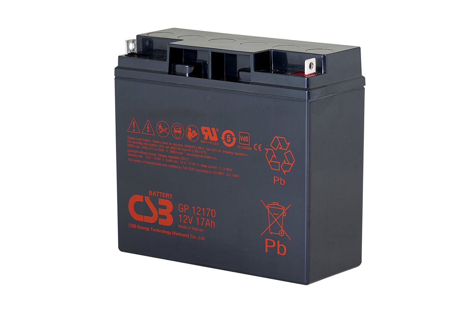 CSB BATTERY Akumulators 12V 17Ah Pb