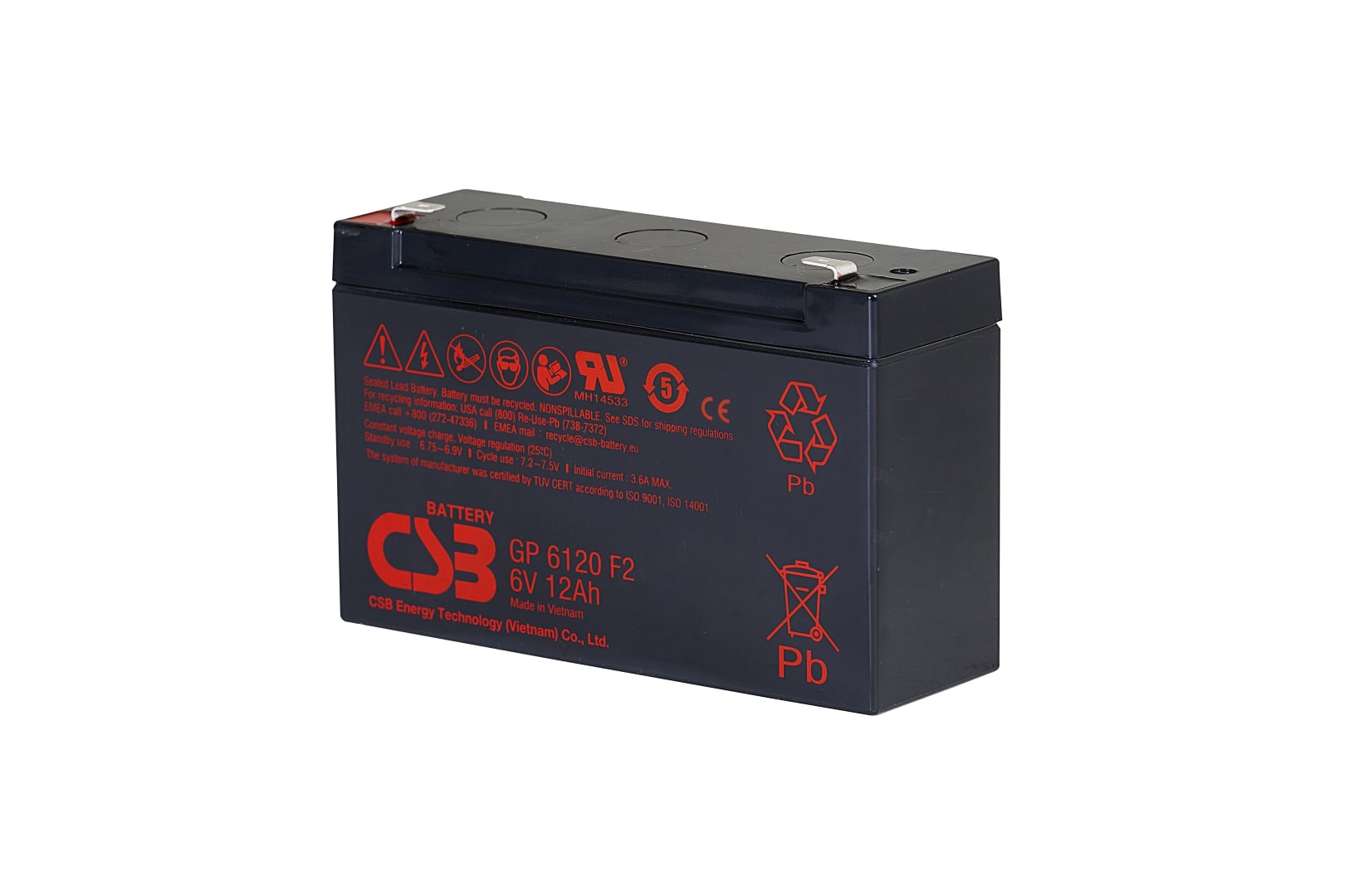 CSB BATTERY Akumulators 6V 12Ah F2