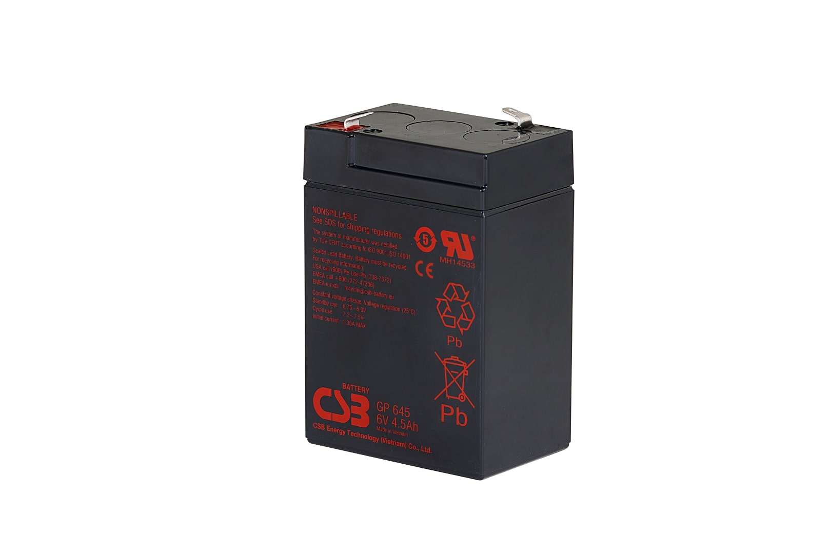 CSB BATTERY Akumulators 6V 4.5Ah