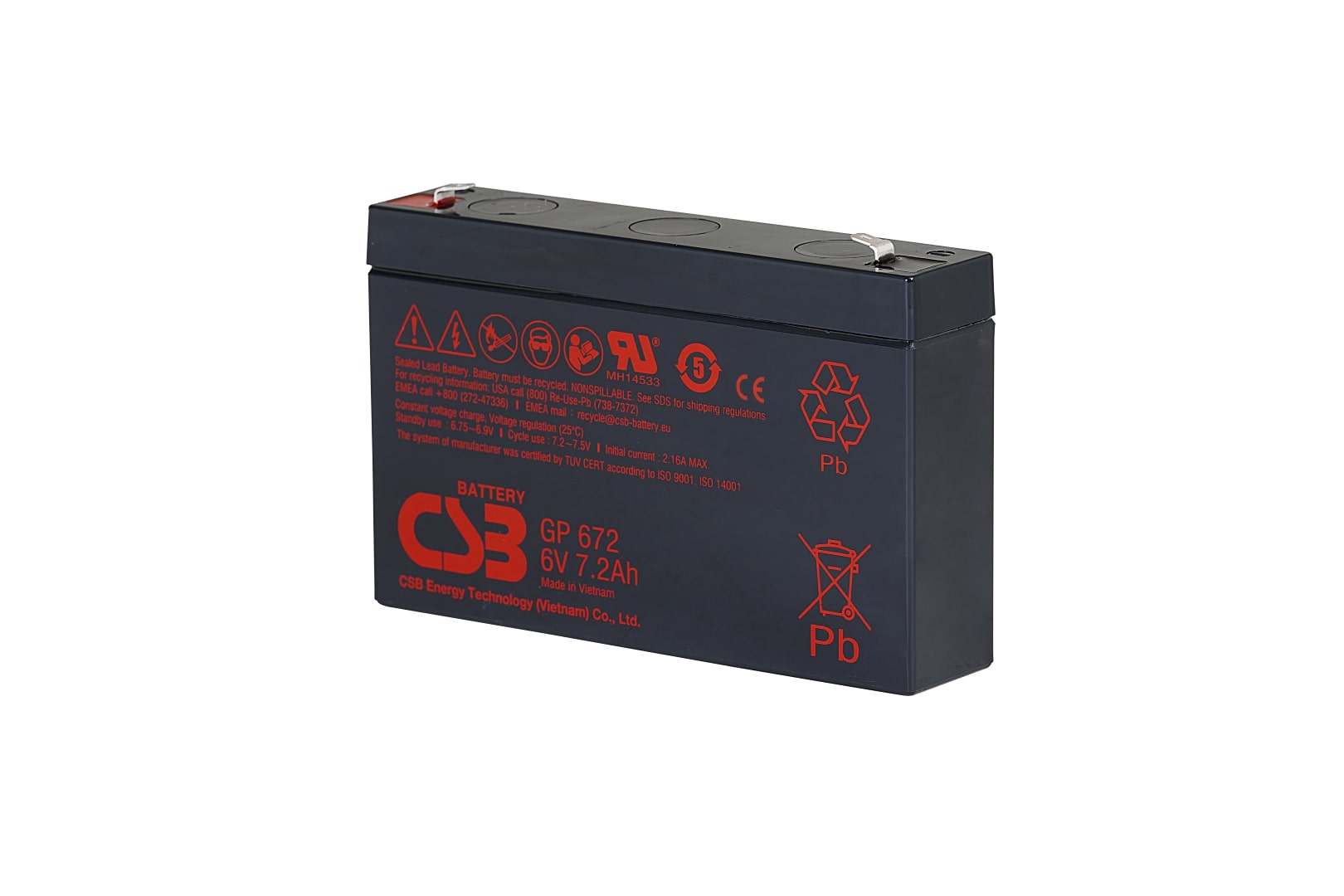 CSB BATTERY Akumulators 6V 7.2Ah