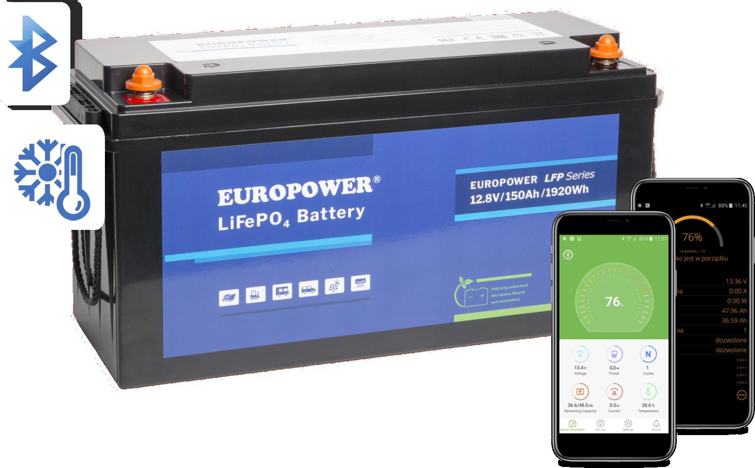 Akumulators LiFePO4 EUROPOWER sērija LFP 12