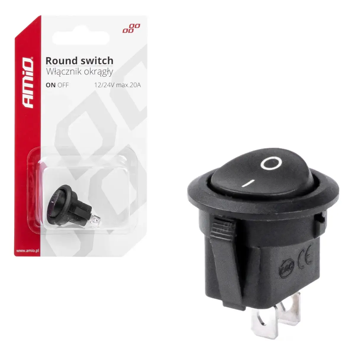 AMIO Apaļš slēdzis 12V 20A ON/OFF