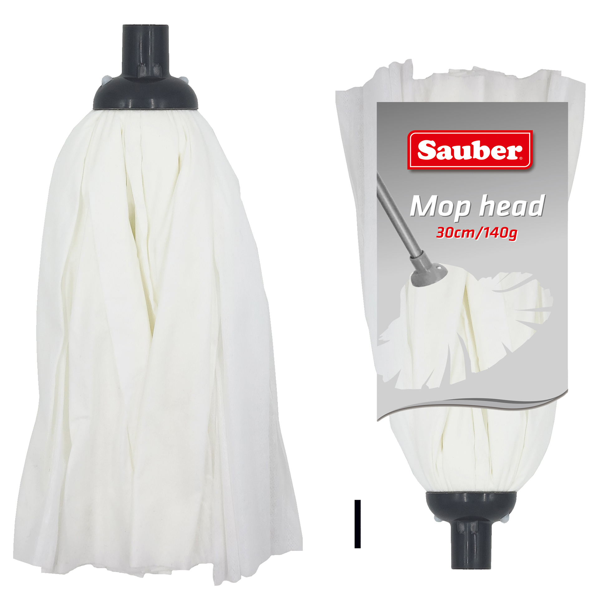 SAUBER Apmaināmā mop galva viskoze/poliesters 140g