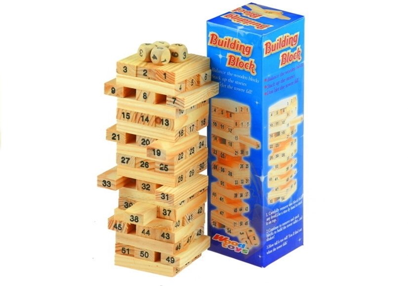 LEANToys Arkādes spēle Jenga+spēļu kauliņi 56315