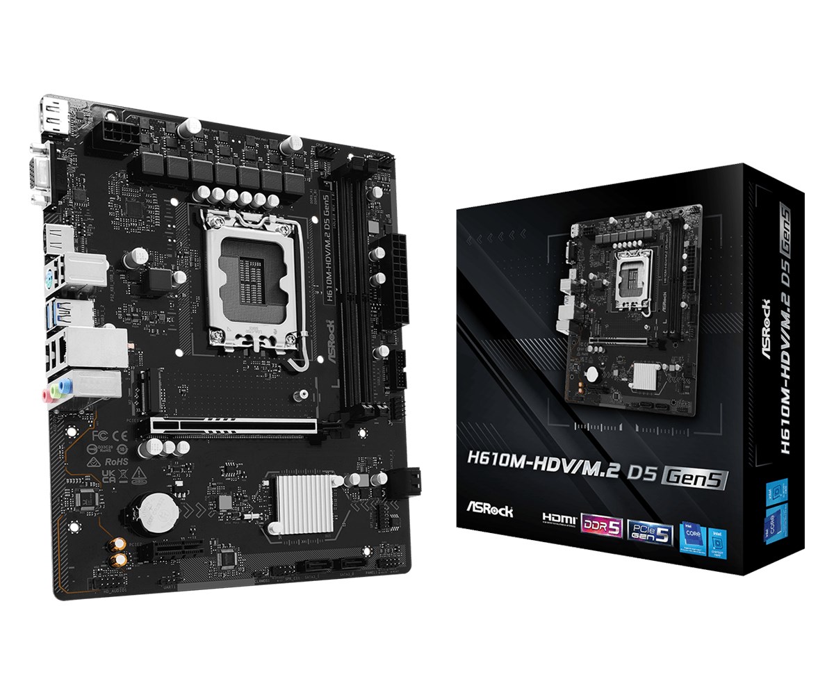 Mātesplate ASRock H610M-HDV/M.2 D5 Gen5