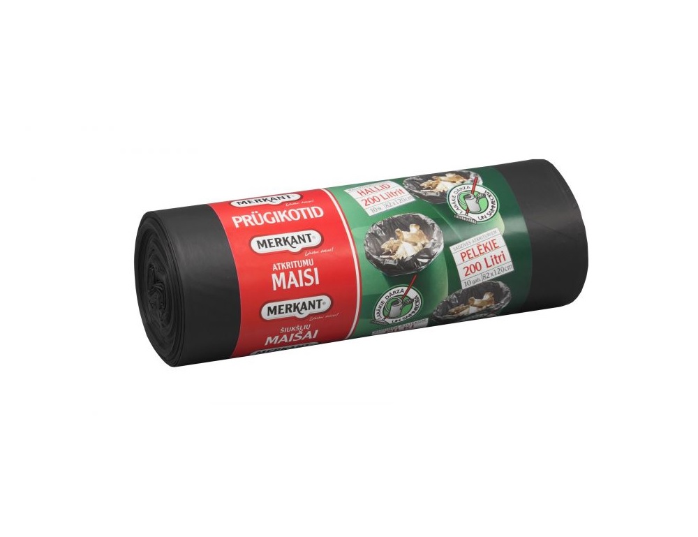 Atkritumu maisi 200L, 82x120cm, pelēki, 37mikr