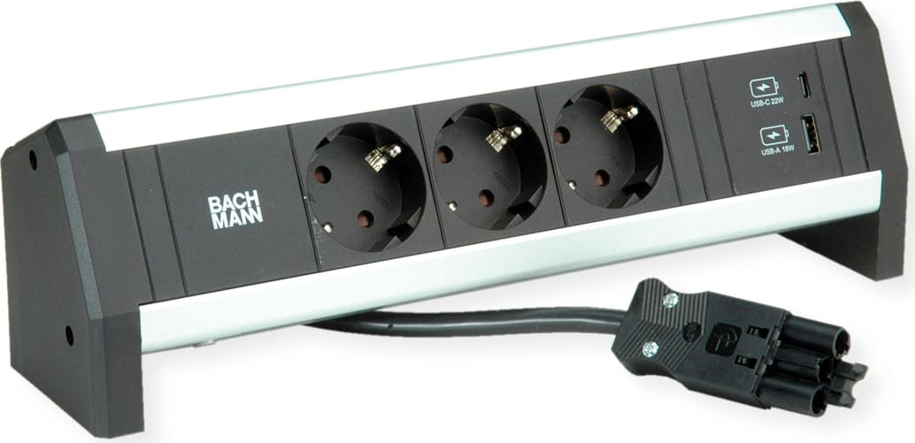 Bachmann Desk1 3x Schutzkontakt, USB-Charger, GST18