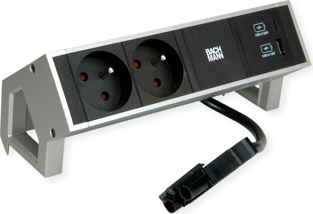 Bachmann DESK2 2xUTE 1xUSB A/C 22W