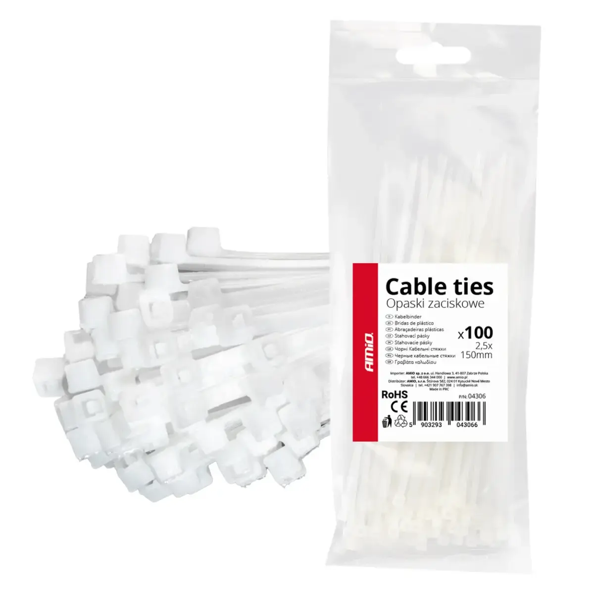 Baltas kabeļu savilces 2,5 ×