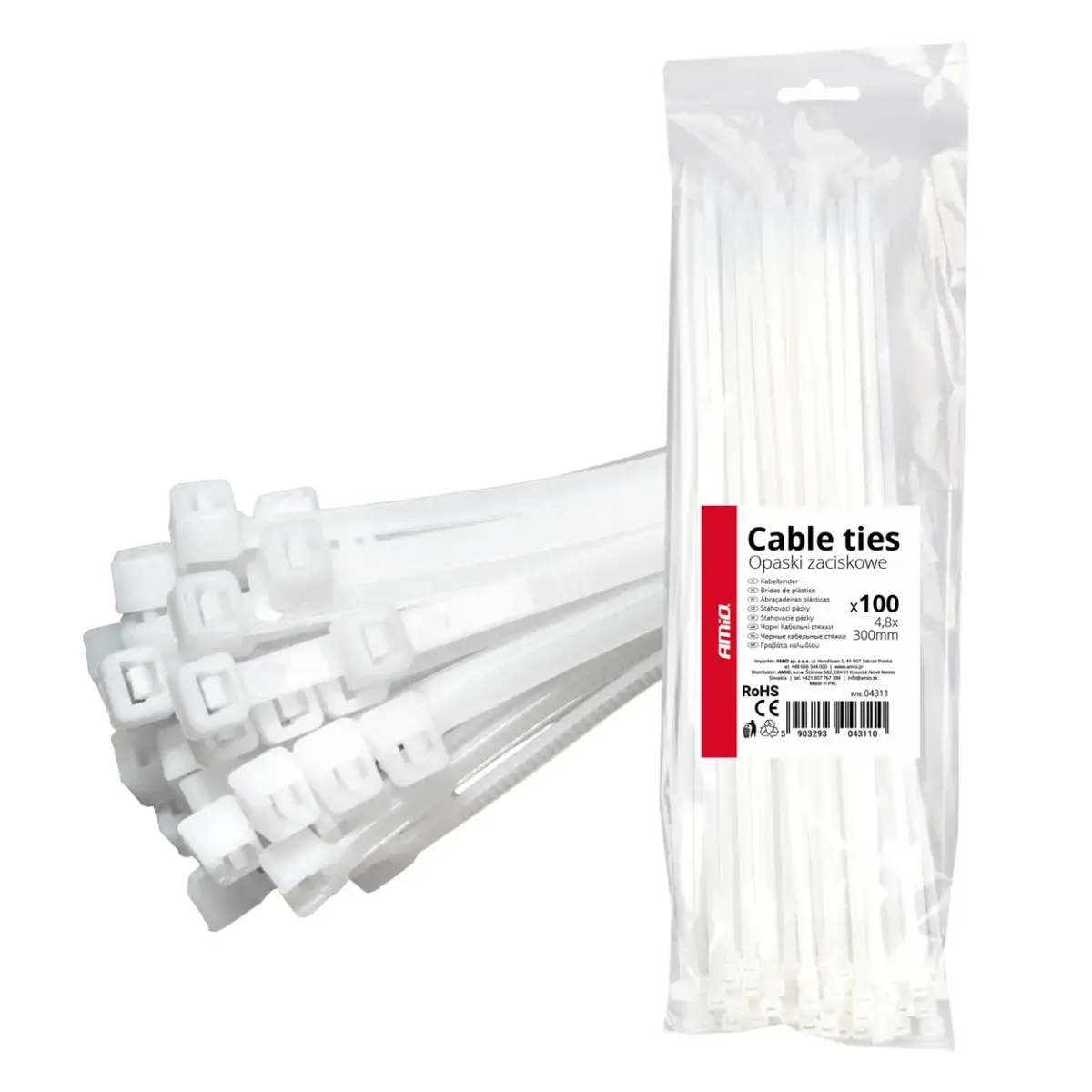 Baltas kabeļu savilces 4,8 ×