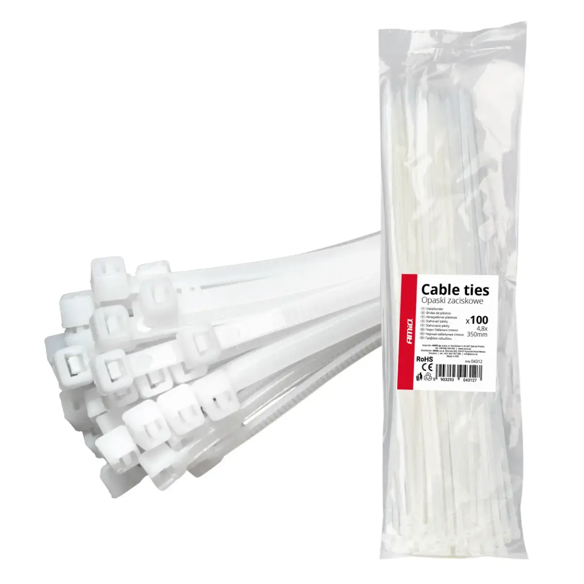 Baltas kabeļu savilces 4,8 ×