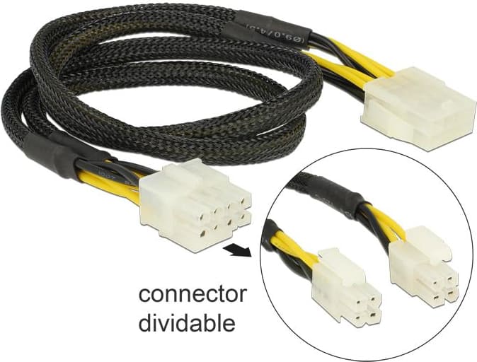 Barošanas kabelis 8pin EPS (2x4pin) >