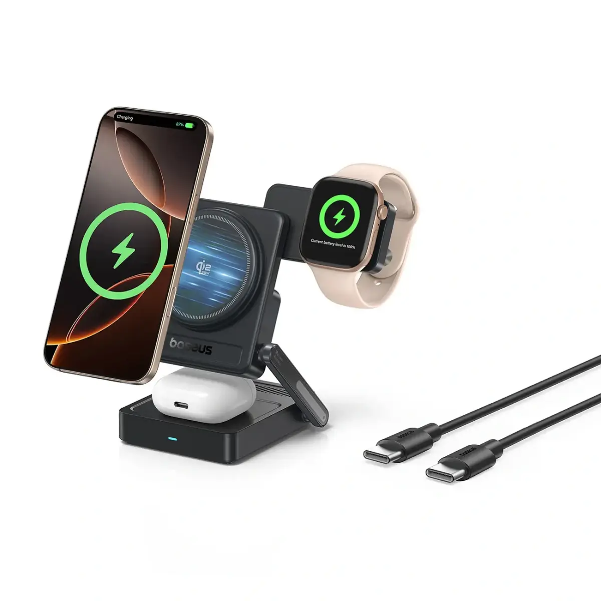 Baseus PicoGo AF21 3-in-1 bezvadu lādētājs