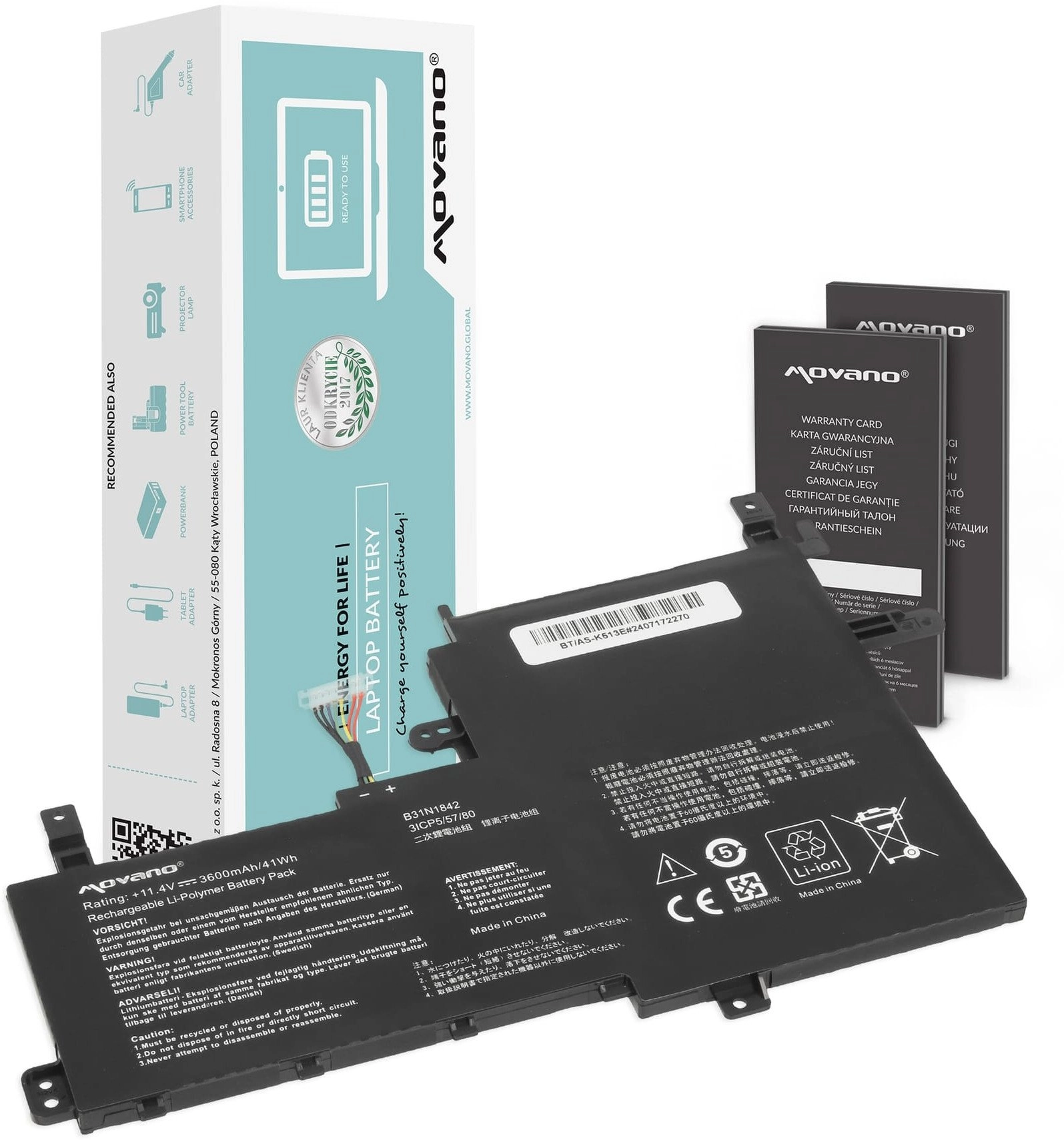 Movano Bateria B31N1842 do Asus Vivobook