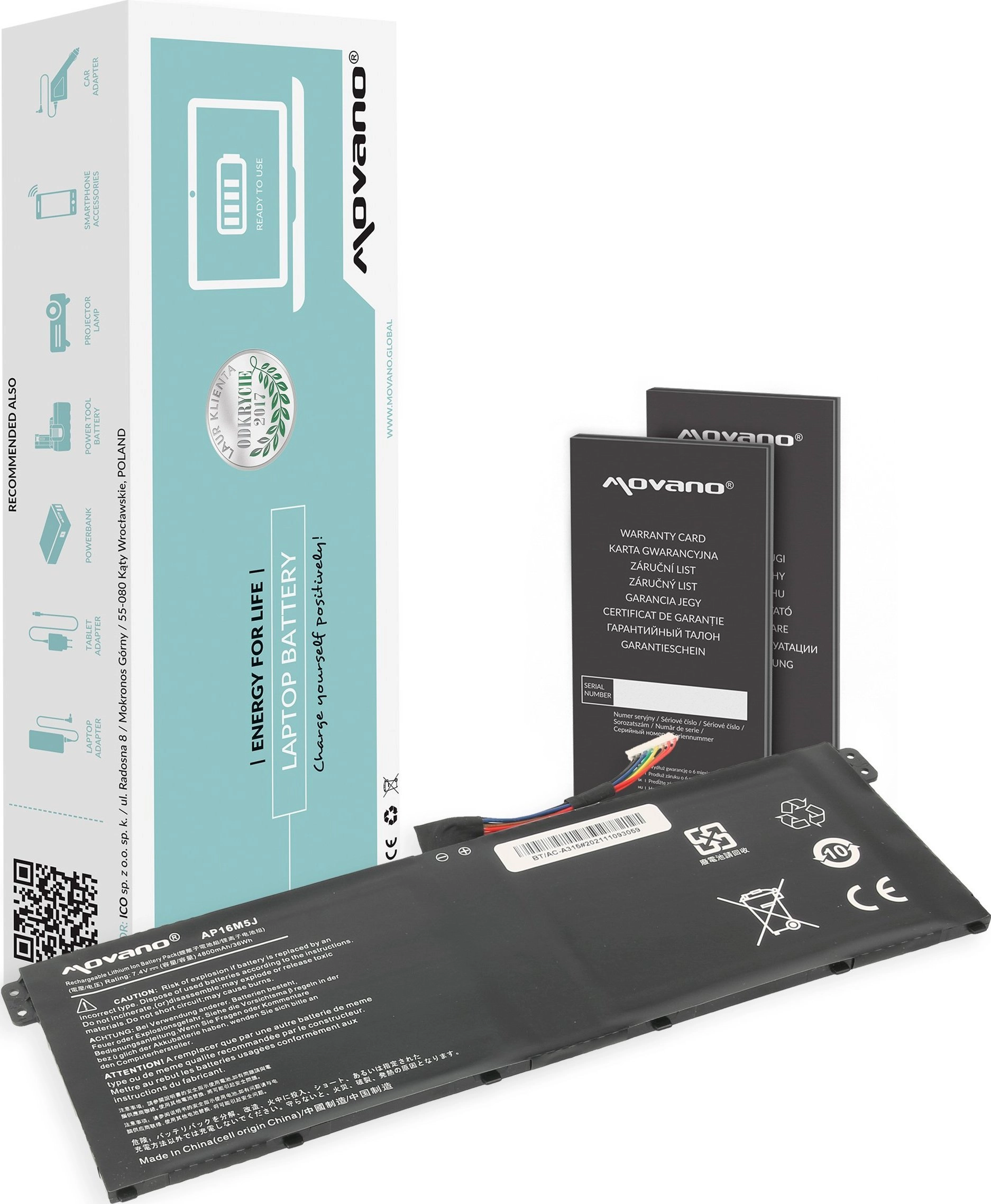 Bateria Movano Bateria AP16M5J do Acer