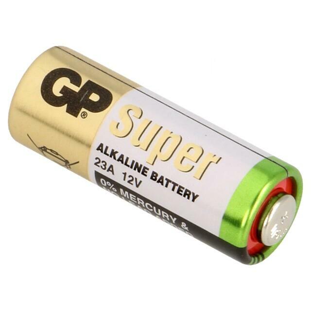 Battery: alkaline; 23A,8LR932; 12V; non-rechargeable