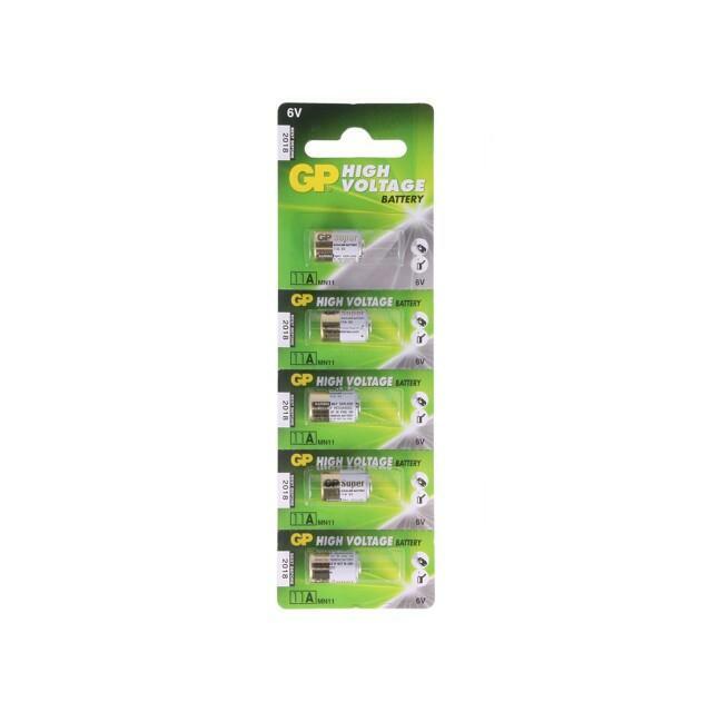Battery: alkaline; A11; 6V; 38mAh; non-rechargeable