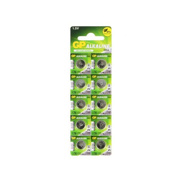 Battery: alkaline; coin; LR44,R1154; 1