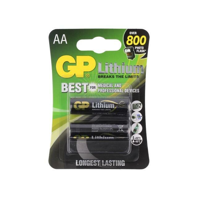 Battery: lithium; AA; 1.5V; non-rechargeable