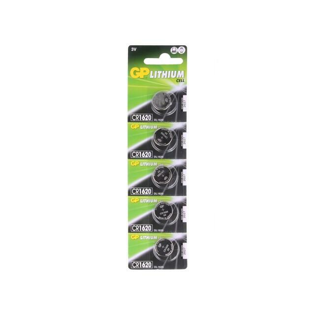 Battery: lithium; coin; CR1620; 3V; 78mAh