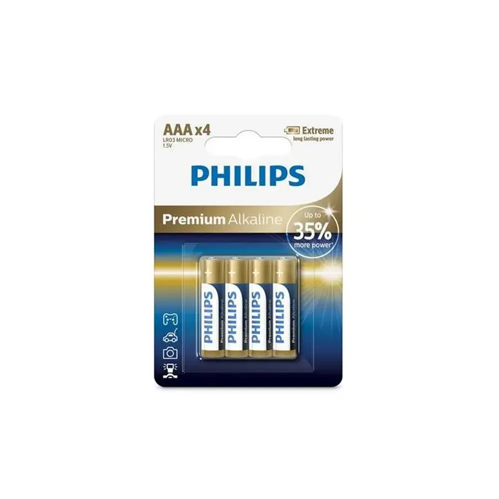 PHILIPS baterijas Premium Alkaline (iepakojumā 4