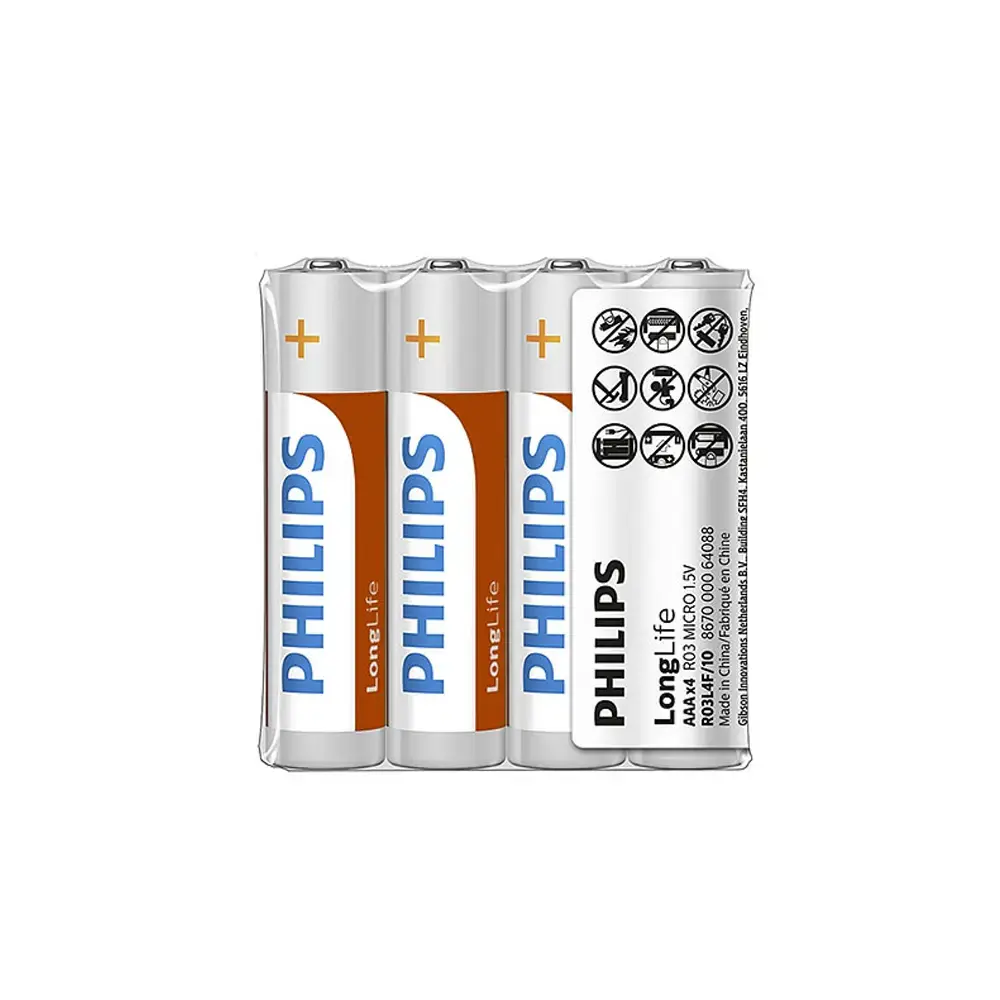 Battery PHILIPS AAA LR03 LONGLIFE 4pcs
