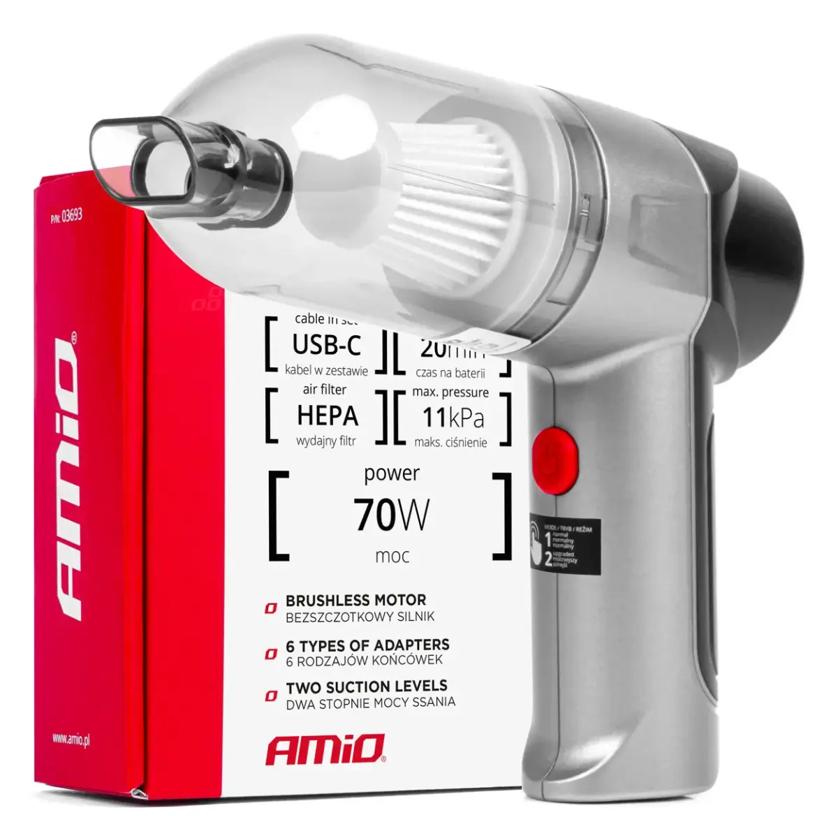 Auto putekļusūcējs HEPA AMiO-03693 | 03693