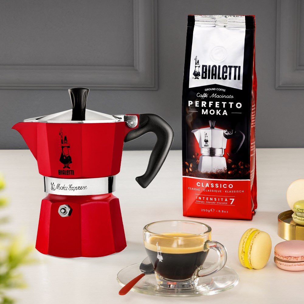 Bialetti Moka Express Rot, Espressokocher für